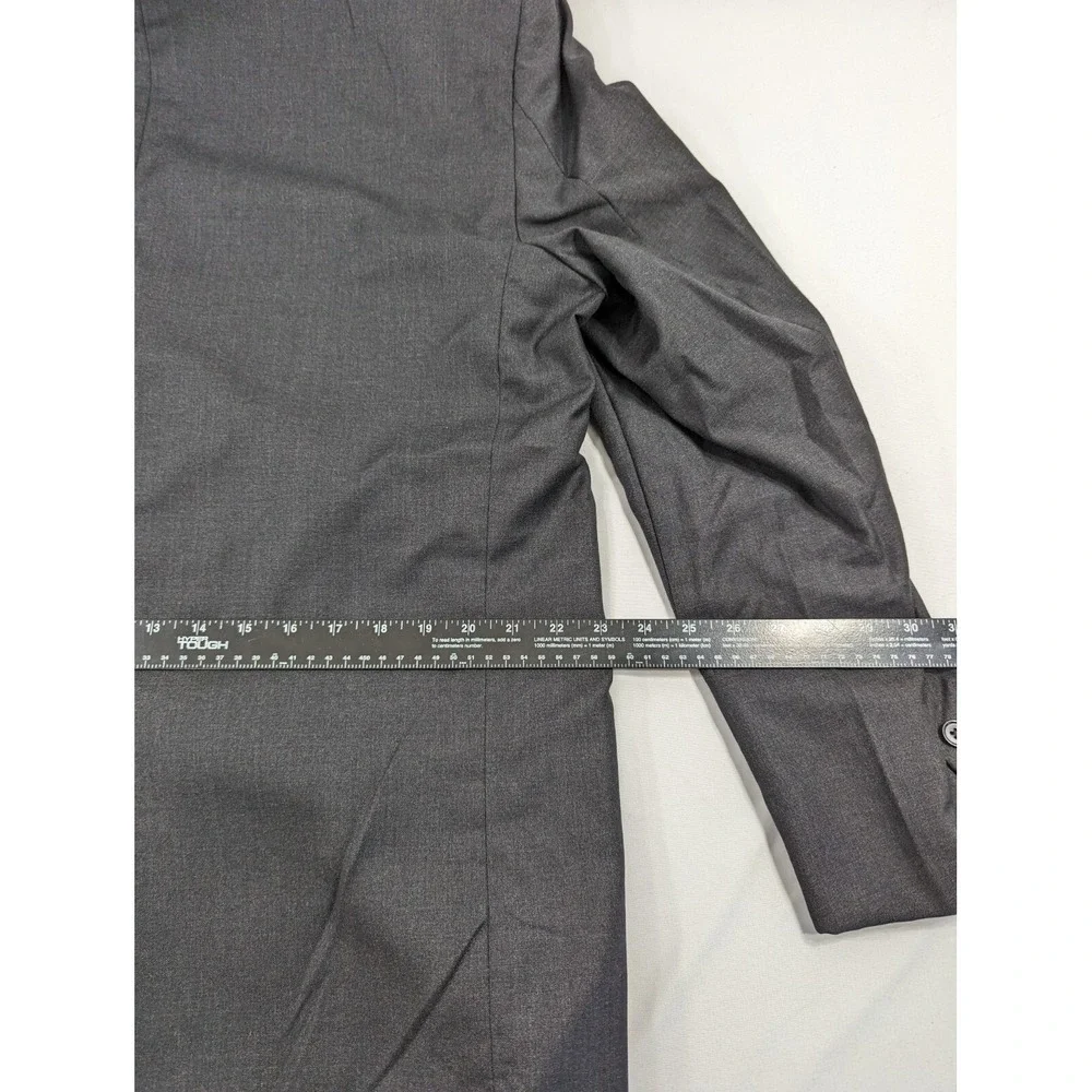 Harold Powell Mens Sport Coat Blazer Three Button Jacket Wool 44L Gray Crosshatc